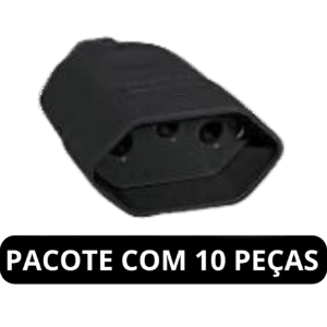 PLUG LUZ FEMEA 2P+T PRETO 10A