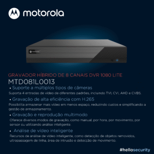 DVR MOTOROLA LITE 1080 8 CANAIS +2 IP 5X1 MTD081L0015