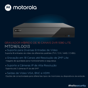 DVR MOTOROLA LITE 1080 16 CANAIS + 2 IP5X1 MTD161L0013